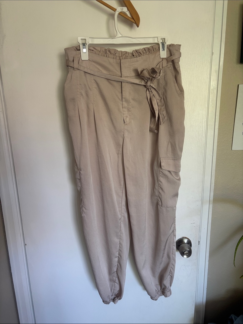 Express Taupe Paperbag Waist Cargo Joggers